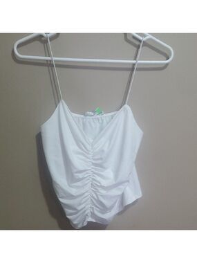Gaze White Ruched Camisole Top Size Medium